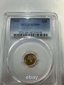 1853 1 Dollar Gold Coin Pigs Ms64+