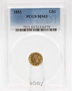 1853 $1 Gold Liberty Head PCGS MS63