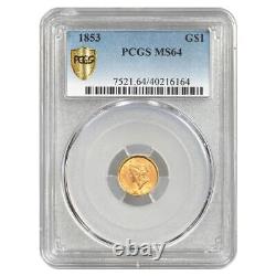 1853 Gold Type 1 Liberty Head $1 PCGS MS64
