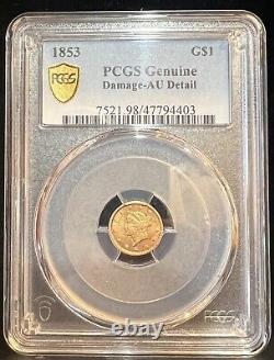 1853 USA $1 Gold Coin. PCGS Certified