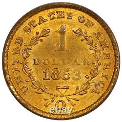 1853-o G$1 Pcgs Ms63 (ogh)