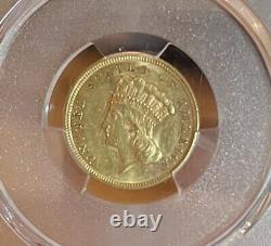 1854 PCGS/CAC AU58 $3 Three Dollar Gold Piece