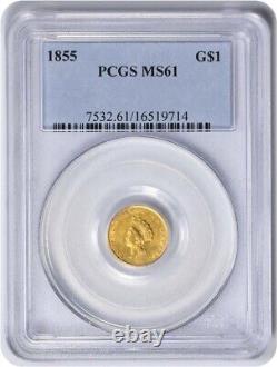 1855 $1 Gold Type 2 MS61 PCGS