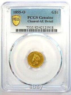 1855-O Type 2 Indian Gold Dollar (G$1 Coin) PCGS AU Details Near MS / UNC