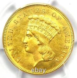 1855 Three Dollar Indian Gold Coin $3. Certified PCGS Uncirculated Detail UNC MS