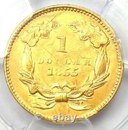 1855 Type 2 Indian Gold Dollar (G$1 Coin) PCGS Uncirculated Details (UNC MS)