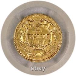 1857 $3 Indian Princess Head Three Dollar Gold PCGS AU50 About Uncirculated Coin