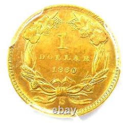 1860-S Indian Gold Dollar G$1 Coin Certified PCGS AU Details Rare S Mint