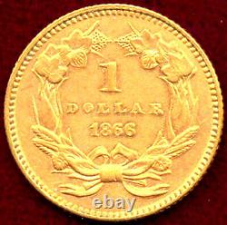 1866 G$1 CLEANED Gold Dollar++