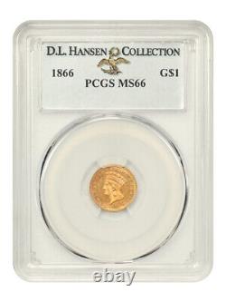 1866 G$1 PCGS MS66 ex D. L. Hansen