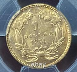 1874 G$1 Pcgs Ms64