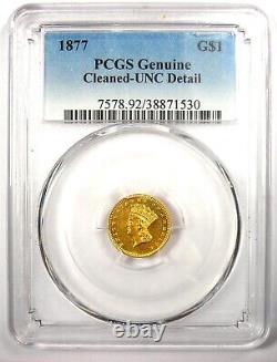 1877 Indian Gold Dollar G$1 Coin Certified PCGS Uncirculated Details (UNC MS)