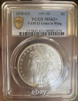 1878-CC VAM-11 PCGS MS63+ Morgan Silver Dollar Gold Shield. Freshly Graded