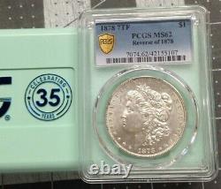 1878-P 7TF Revers of 1878 Morgan PCGS MS62 Gold Shield Dollar Coin