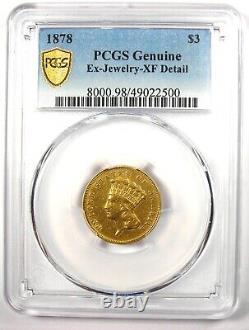 1878 Three Dollar Indian Gold Coin $3 Certified PCGS XF Details Rare Coin