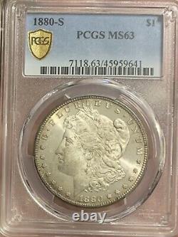 1880-s morgan silver dollar pcgs ms63 Gold Shield Rim Toning