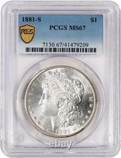 1881 S $1 Morgan Silver Dollar PCGS Secure Gold Shield MS67 Gem Uncirculated