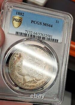 1882 Morgan Silver Dollar PCGS MS64 TONED GOLD SHIELD LABLE