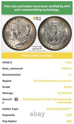 1883-O $1 Morgan Silver Dollar PCGS MS66 Gold Shield Item 6417