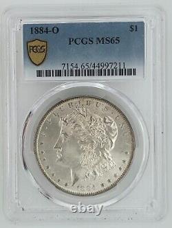 1884-O Morgan Silver Dollar $1- PCGS MS65 Gold Shield Label