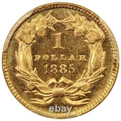1885 G$1 Pcgs Ms65pl