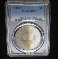 1885 O Morgan Silver Dollar Graded PCGS MS63 Gold Golden Brown Color Toned Coin