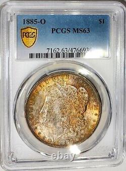 1885-O PCGS MS 63 Gold Shield Dual Sided Textile Color Toning Sharp Colors
