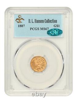 1887 G$1 PCGS/CAC MS67 ex D. L. Hansen