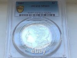 1887 Morgan Silver Dollar PCGS MS 63 TrueView Gold Shield White with Dark Rim Tone