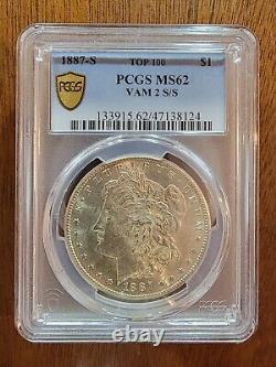 1887-S Top 100 VAM-2 S/S Morgan Silver Dollar MS62 PCGS Gold Shield And NFC