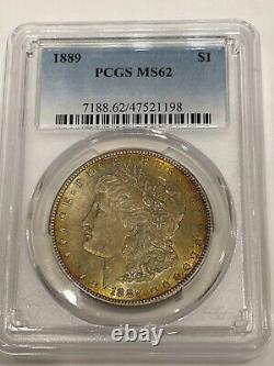 1889 Morgan Silver Dollar PCGS MS62 Golden Toned Beauty