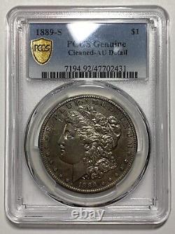 1889-S PCGS Gold Shield AU Details Morgan Silver Dollar Low Mintage 700,000 Coin