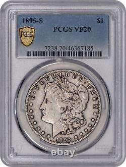 1895-S Morgan Silver Dollar $1 PCGS VF20 Key Date! With Gold Shield