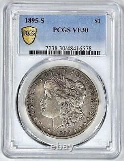 1895-S/S $1 Silver Morgan Dollar PCGS VF 30 Gold Shield Key Date Hot 50 VAM-3