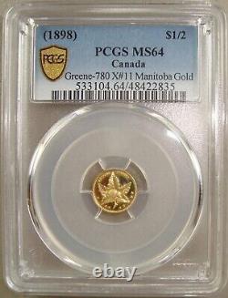 1898 Canada, Manitoba Gold 1/2 Dollar Token PCGS MS64