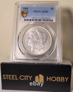 1901 Morgan Dollar PCGS AU53 Silver Coin $1 Gold Shield SCARCE HIT LIST VAM 7
