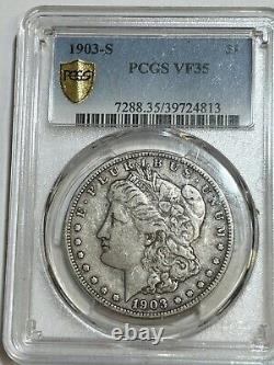 1903 S PCGS VF35 Morgan Silver Dollar $1 Rare In Any Grade Gold Shield