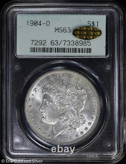 1904-O $1 Morgan Silver Dollar PCGS MS 63 Gold CAC Uncirculated UNC