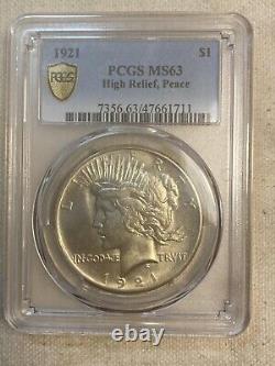 1921 Peace Dollar Pcgs Ms63 Key Date Gold Shield Attractive Coin No Distractions