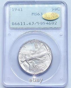 1941 50C PCGS Rattler MS63 Gold CAC Walking Liberty Silver Half Dollar 054682