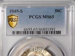 1949-s Franklin Silver Coin Half Dollar Gold Shield Pcgs Graded Ms65