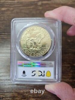 1973 S $1 Silver Pcgs Ms65 Eisenhower Ike Dollar 40% Heavy Gold Toning