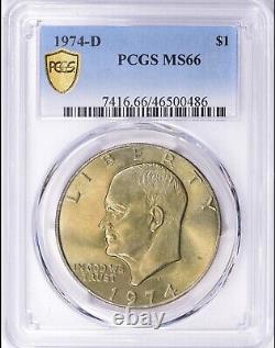 1974-D MS66 Eisenhower (Ike) Dollar PCGS Colorful Gold Toning Trueview +Video