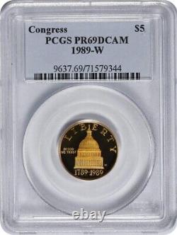 1989-W Congress $5 Gold Five Dollar Proof Commemorative PR69DCAM PCGS