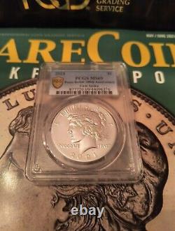 2021-P Peace Silver $1 Dollar PCGS MS69 First Strike 100th Annv Gold Shied