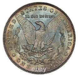CAC Rainbow Toned 1889 $1 Morgan Silver Dollar MS64. PCGS Gold Shield