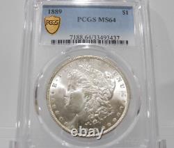GOLD SHIELD! 1889-P Morgan Silver Dollar, PCGS MS-64