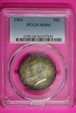 Gold Toned Color 1964 P MS 66 Kennedy Half Dollar PCGS Trueview Certified 693