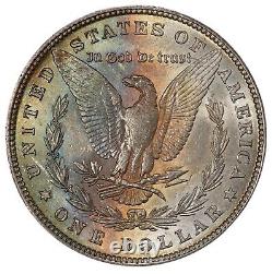 Rainbow Toned Reverse 1880 $1 Morgan Silver Dollar MS62. PCGS Gold Shield