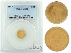 US 1889 PCGS MS65 Indian Princess Gold Dollar $1 Coin